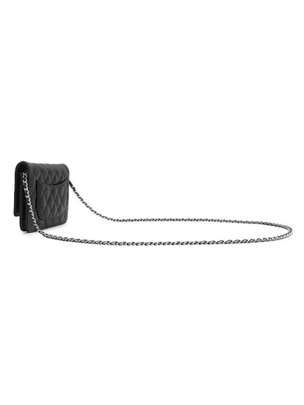 Chanel Chain Wallet Quilted Lambskin Black Silver CC Logo 24 Shoulder